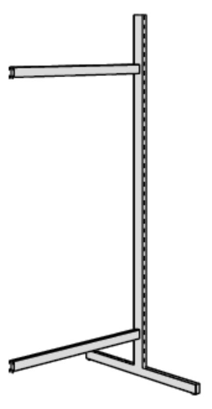Univers-Freiarm Doppelseitig,  Regal-Ständer, 2000 mm Höhe, 1000 mm Breite, Anbaufeld