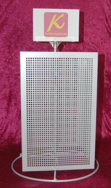 Lochblech-Theken-Drehständer,  578 mm, silber