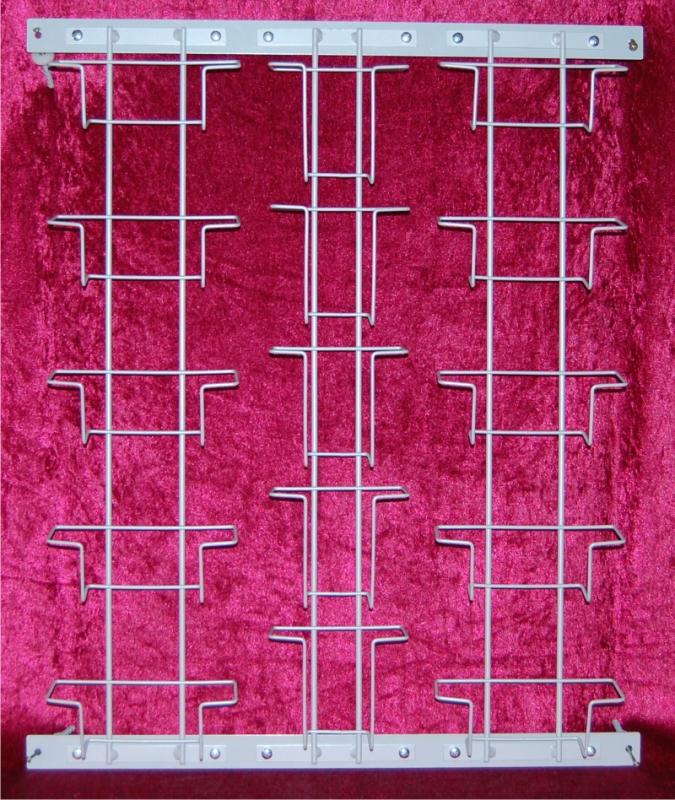 Postkarten-Wandtafel 109-153-109 mm, 650 mm, 15 Fächer, silber