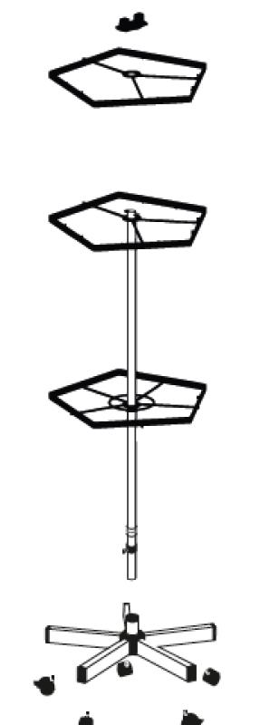 VKB52 Grundständer, schwarz, 5-seitig, für 2-reihige Fachleisten bis 385 mm