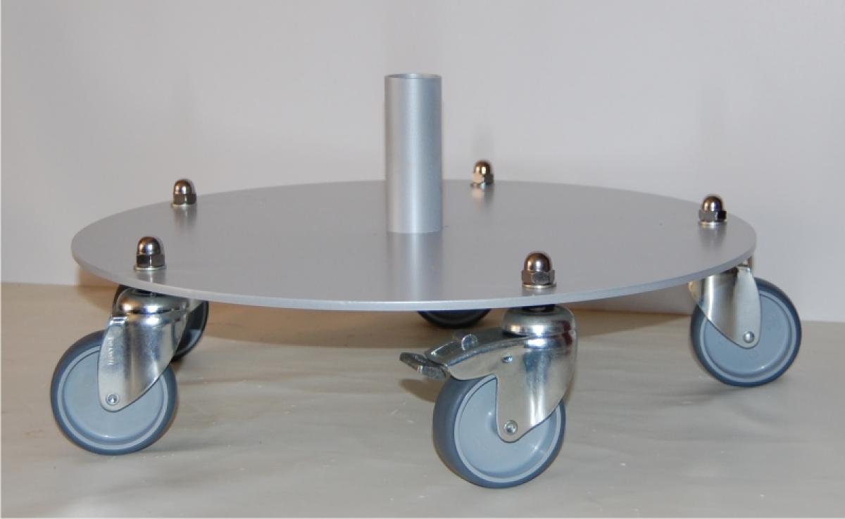 Fuß rund silber, 450/5 für Bodenständer mit 75 mm Metall-Rollen