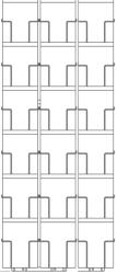 Karten-Wandtafel, 125 mm, 3-reihig, 1150 mm, 18 Fächer, eloxalsilber
